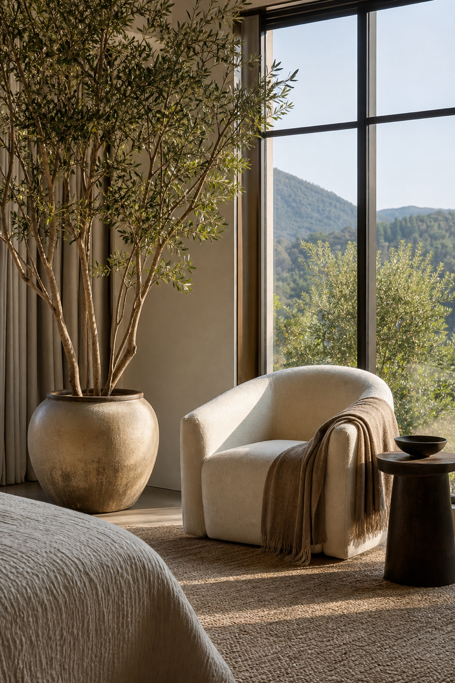 Sculptural indoor tree adding life to a dream room
