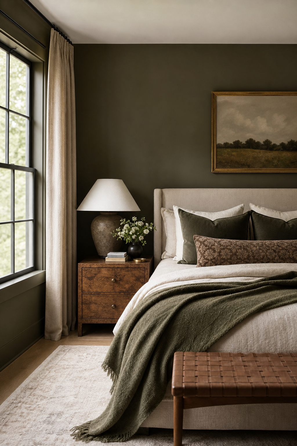 Use Soft Moody Paint in a cozy Pinterest-worthy bedroom