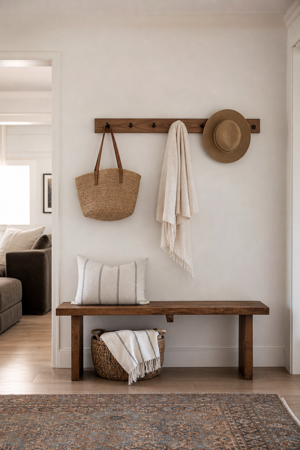 style a handmade entry hook rail for DIY home decor