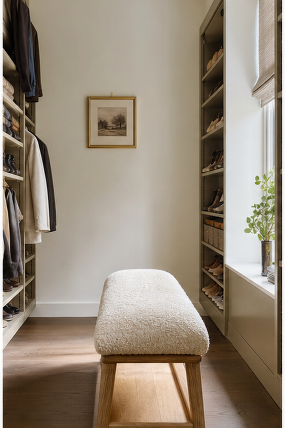 Narrow Dressing Bench for small walk-in closet ideas