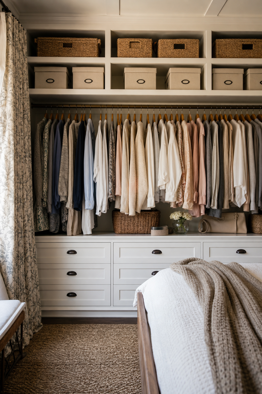 Finish The Top With Baskets Or Display Boxes in a stylish wall closet design