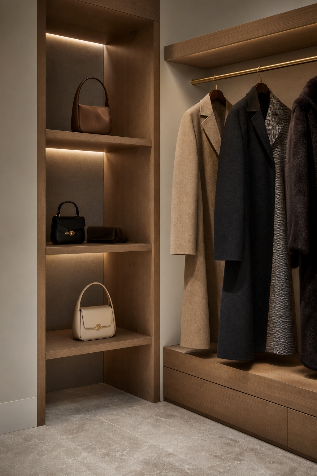 Neat clothing room with leave empty space around favorite pieces