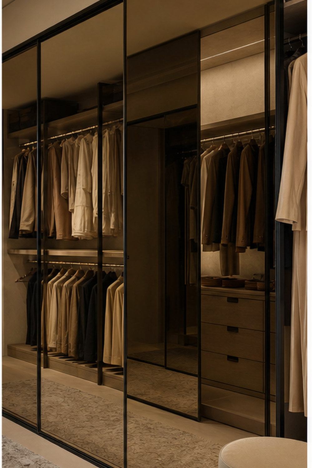 Sliding Mirror Doors for small walk-in closet ideas