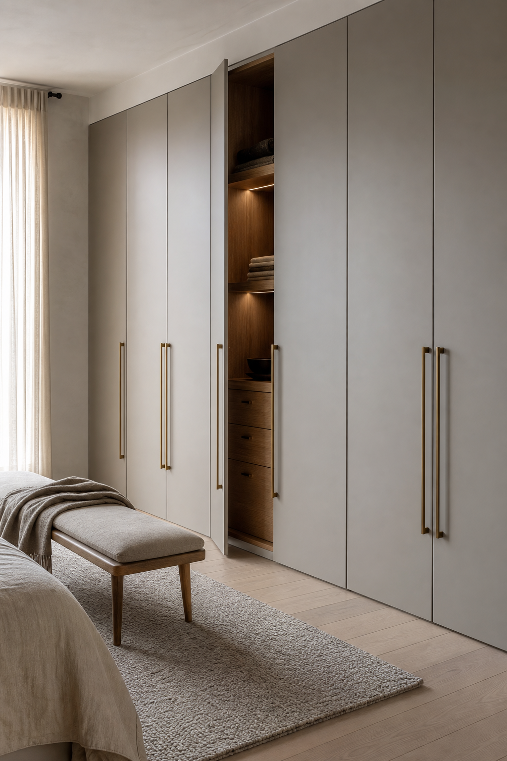 Modern closet design with finish with hardware that feels intentional
