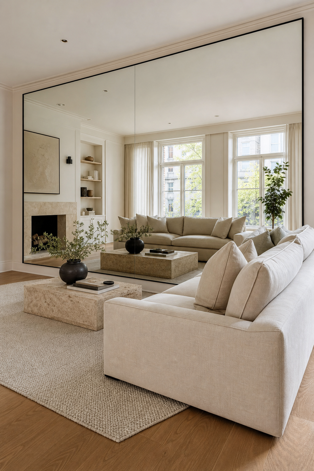 Create Depth With An Oversized Mirror for Mirror Design Wall Ideas That Brighten And Elevate Any Room