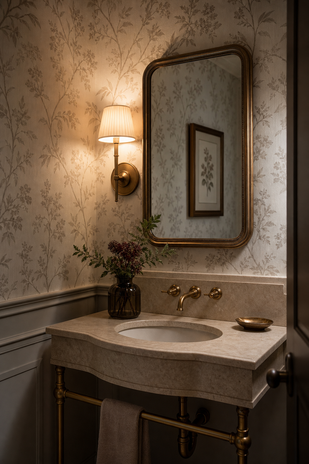 Add Subtle Wallpaper In A Powder Bath