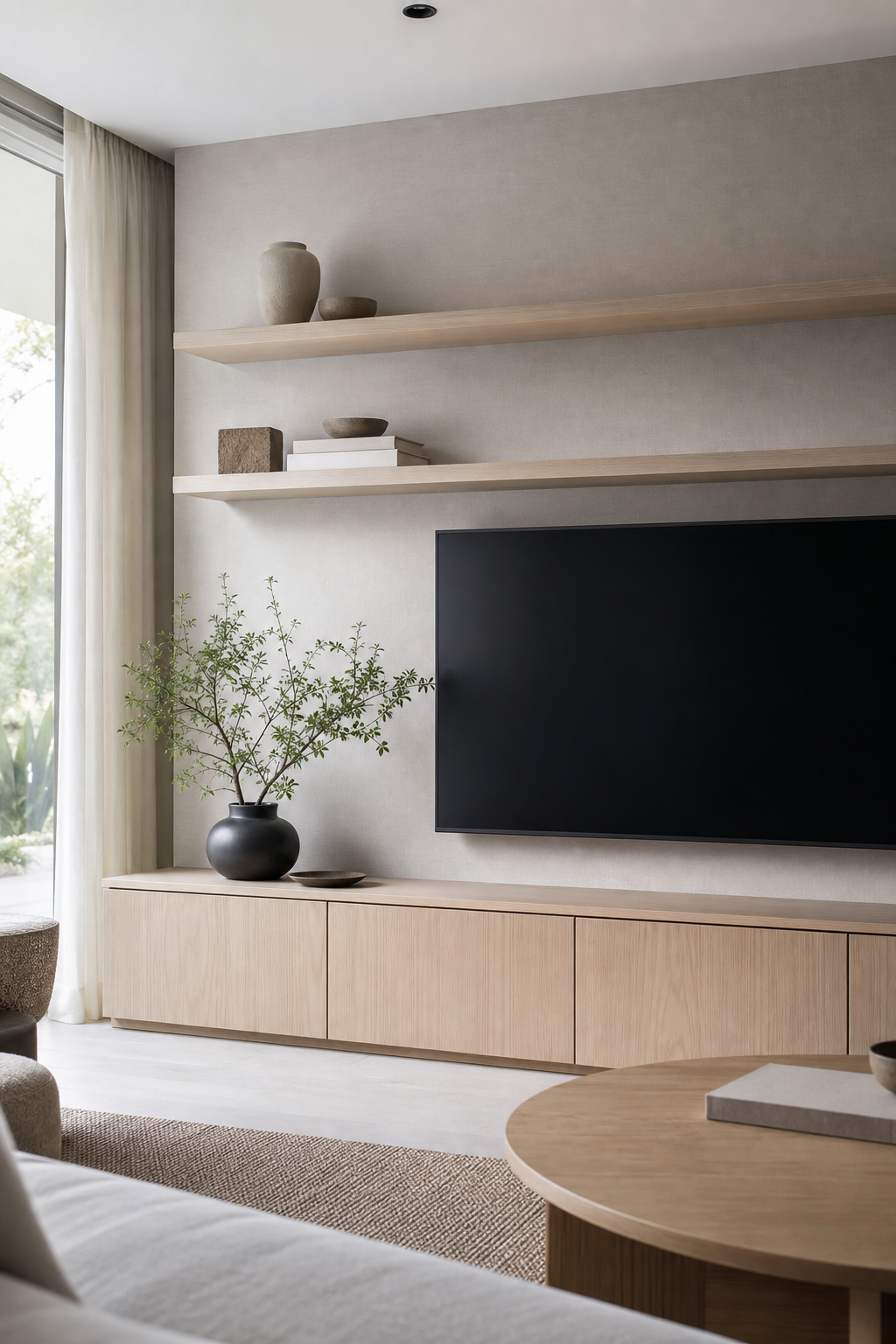 Choose A Pale Wood Media Wall