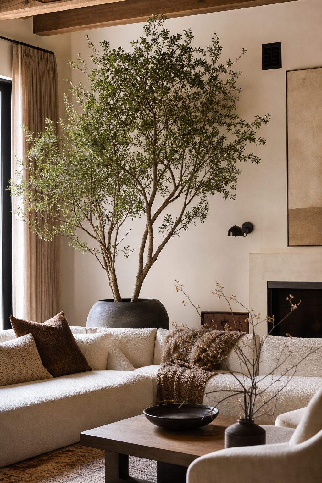 Use Greenery For A Lived-In Look in a cozy designer living room