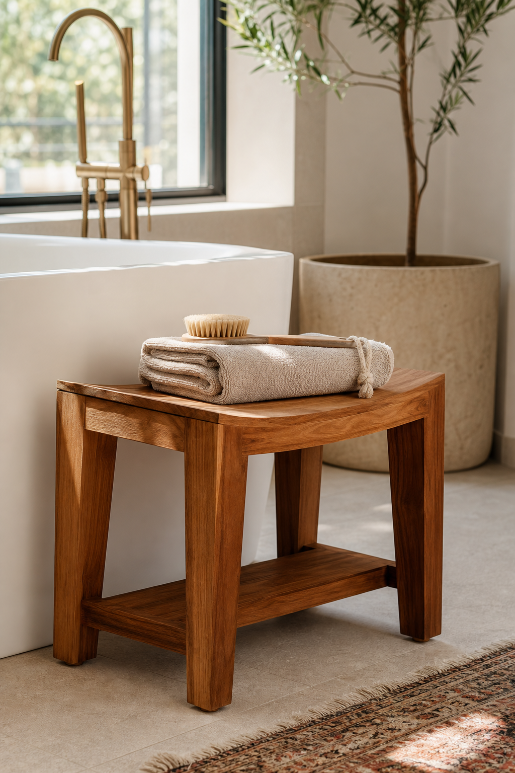 Finish With A Teak Bath Stool