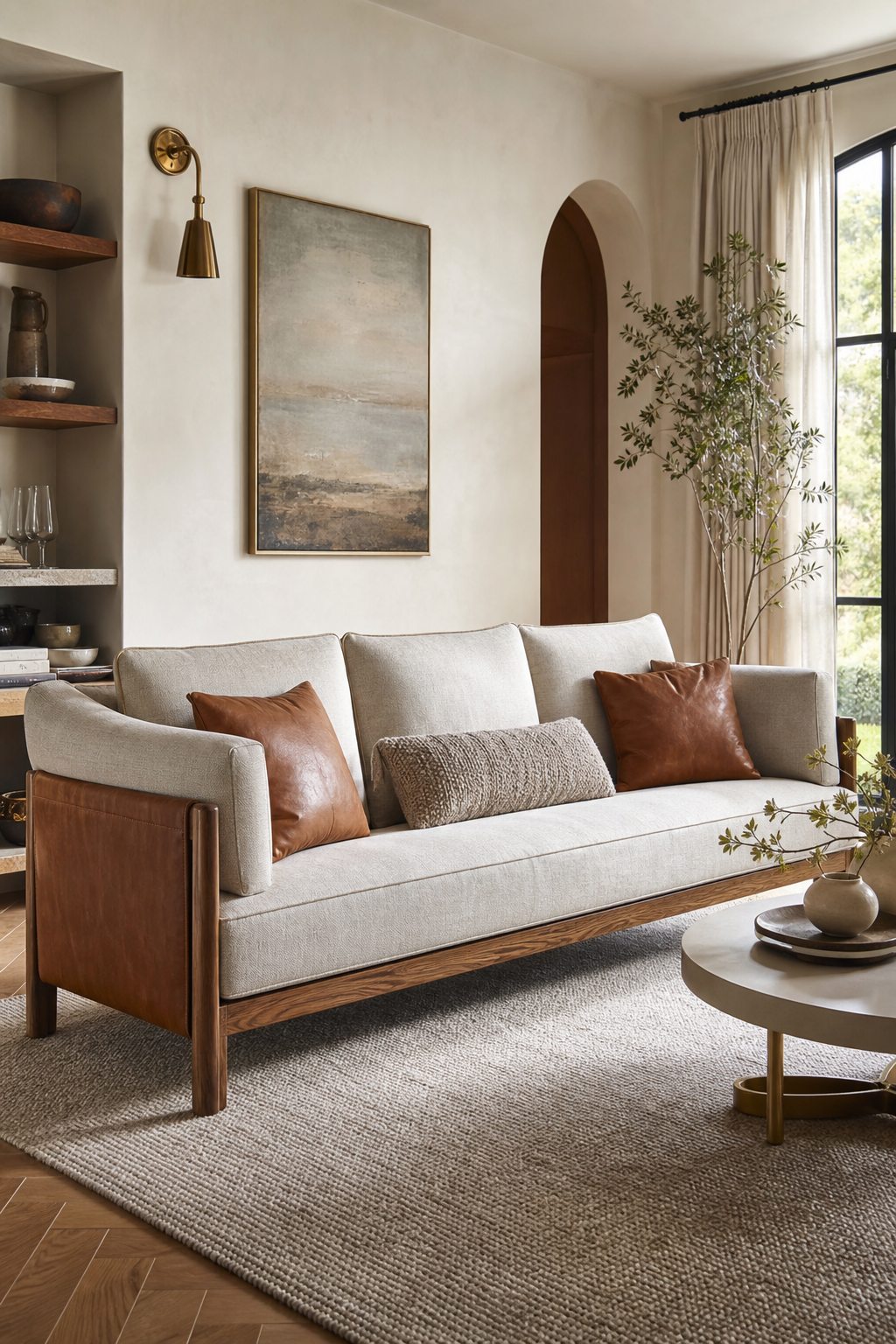 Modern sofa design idea with mixed-material sofa