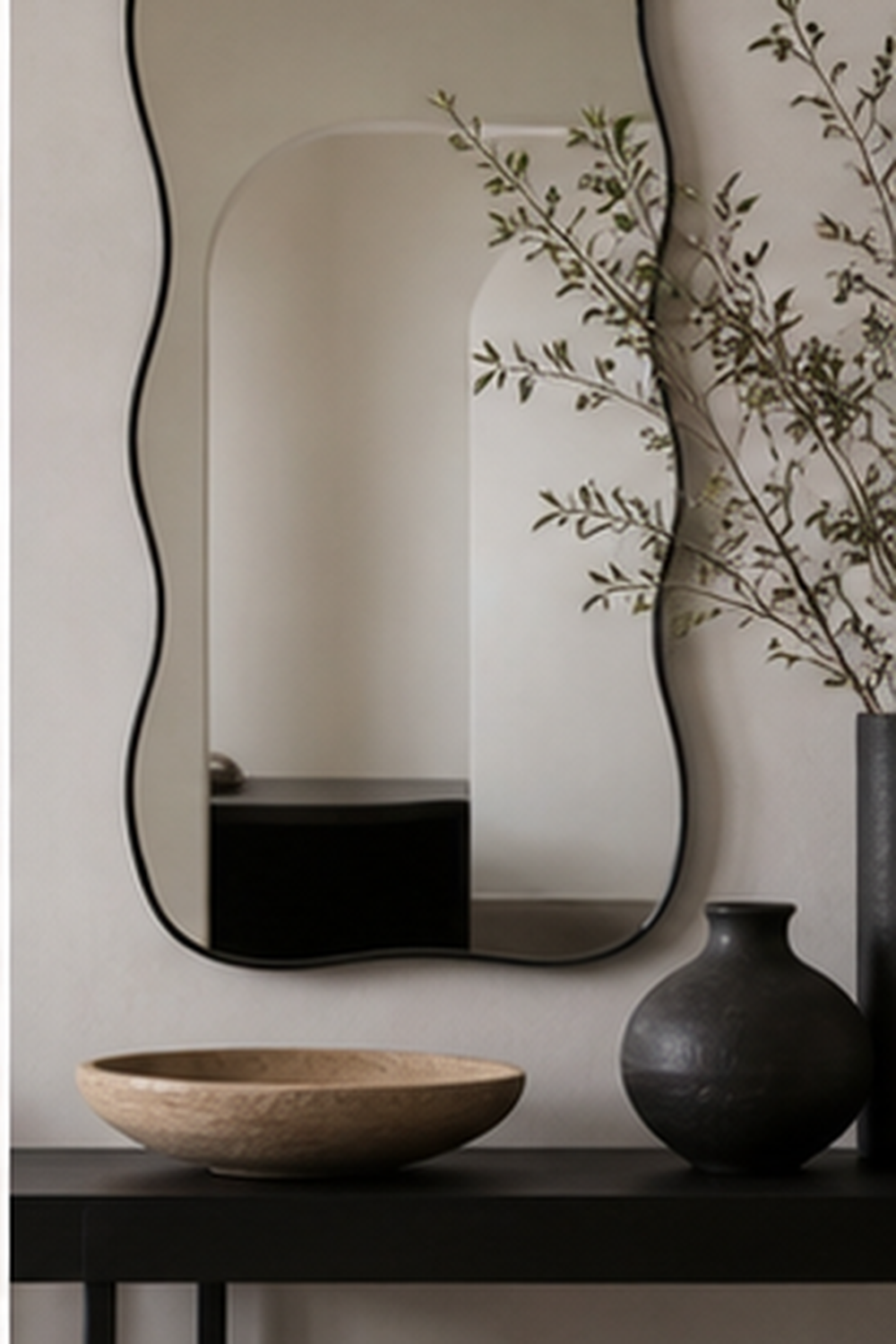 Scale The Wavy Mirror To The Furniture Below for wavy mirror ideas