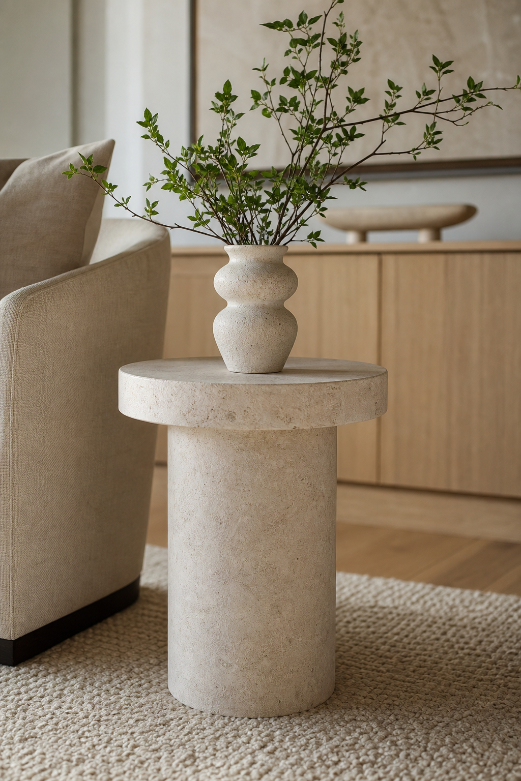 paint a faux stone pedestal for DIY home decor
