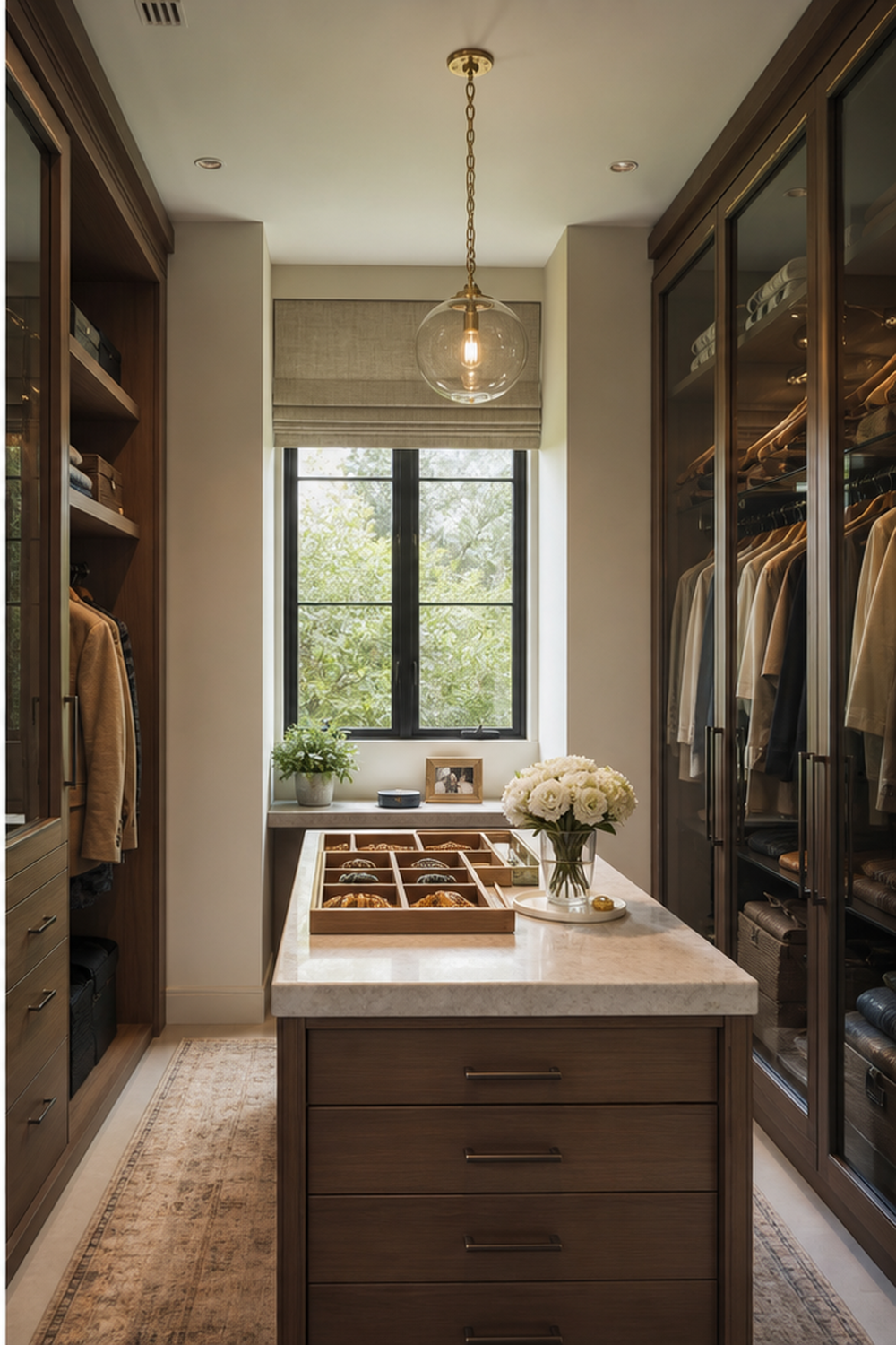 Mini Island With Trays for small walk-in closet ideas