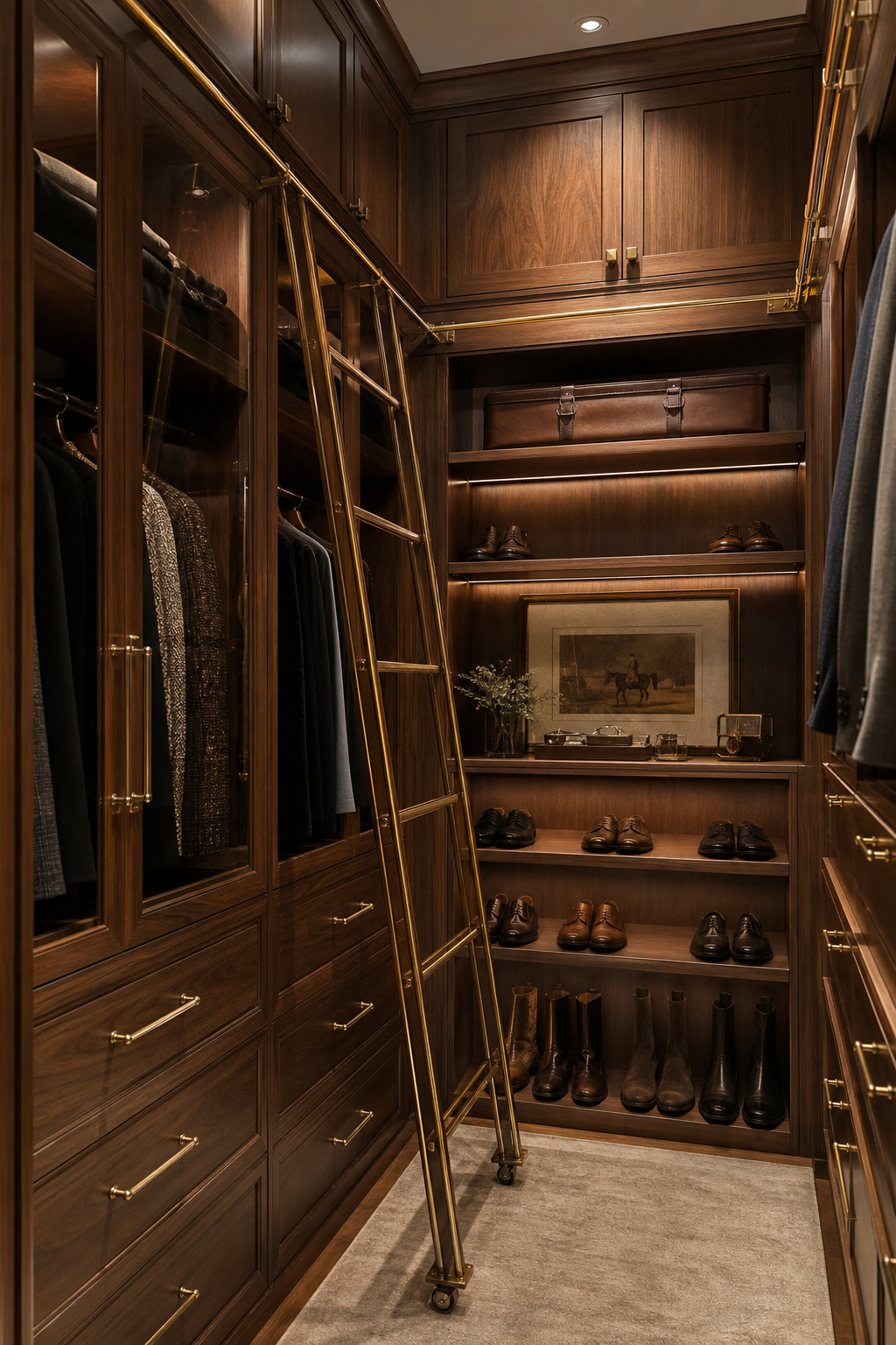 Add A Ladder For Tall Storage in a neat stylish closet room