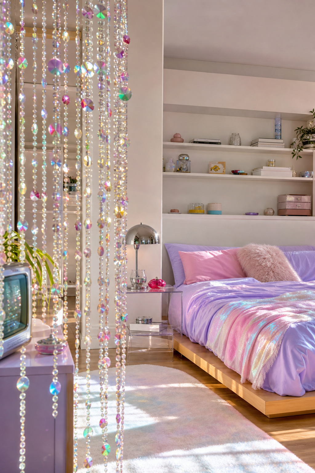 Y2K room with add playful throw pillows