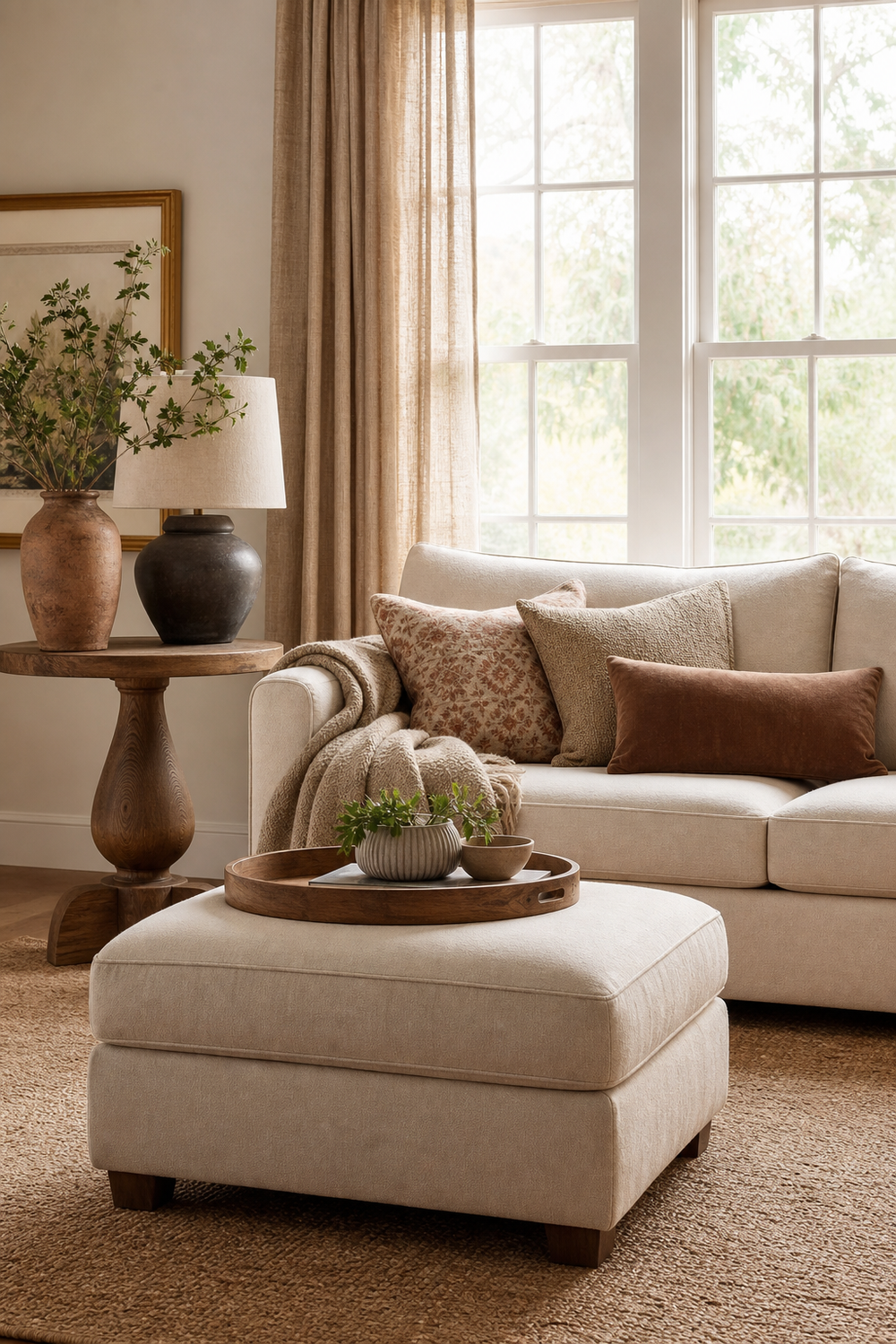Add An Ottoman For Softness for Single Sofa Ideas To Anchor A Stylish Living Room