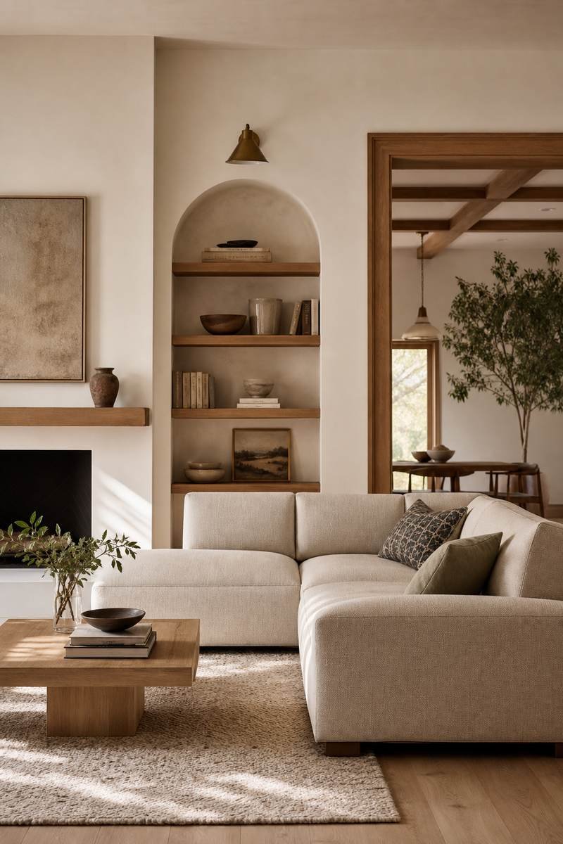 Add An Ottoman For Softness for L Shaped Sofa Designs To Anchor A Stylish Living Room