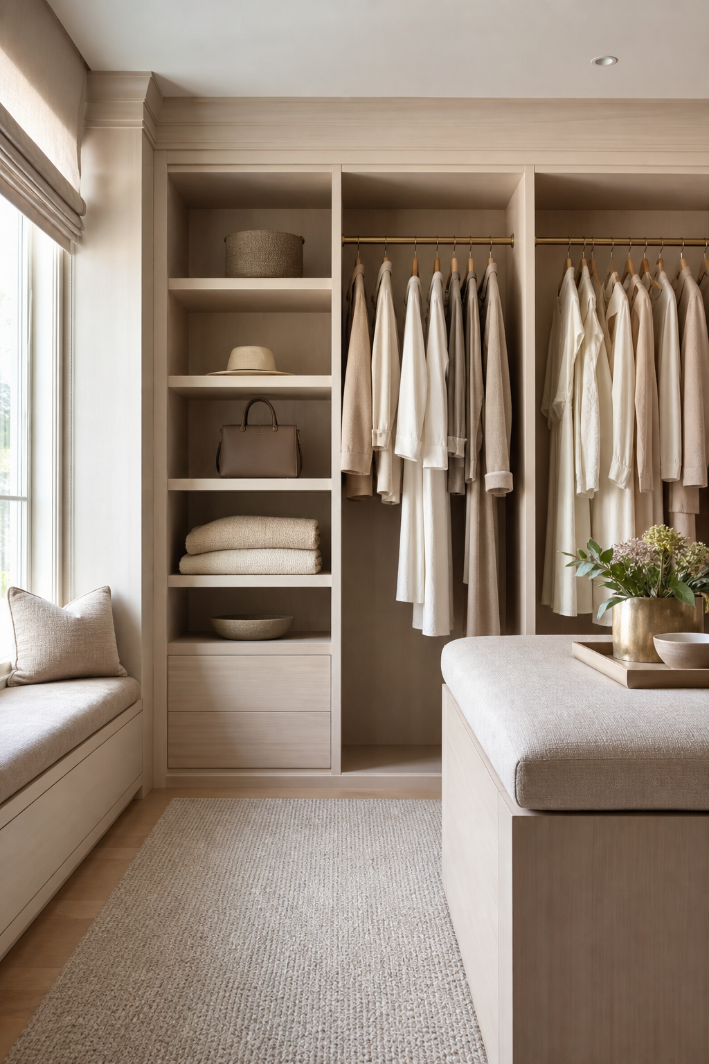 Keep The Palette Quiet And Layered in a neat stylish closet room