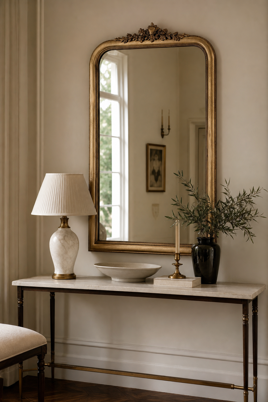Use A Gilded Frame Sparingly for Mirror Design Wall Ideas That Brighten And Elevate Any Room